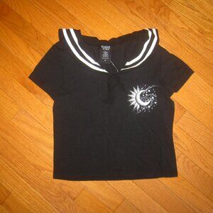 Hot Topic Cosmic Aura Sailor Moon Black Shirt Sze Medium Crescent Moon Back Flap